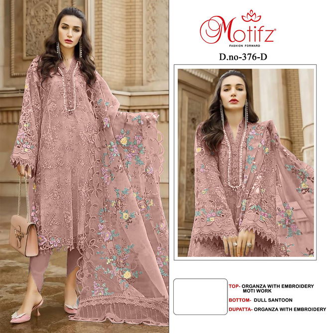 Motifz 376 A To D Organza Pakistani Salwar Kameez Catalog